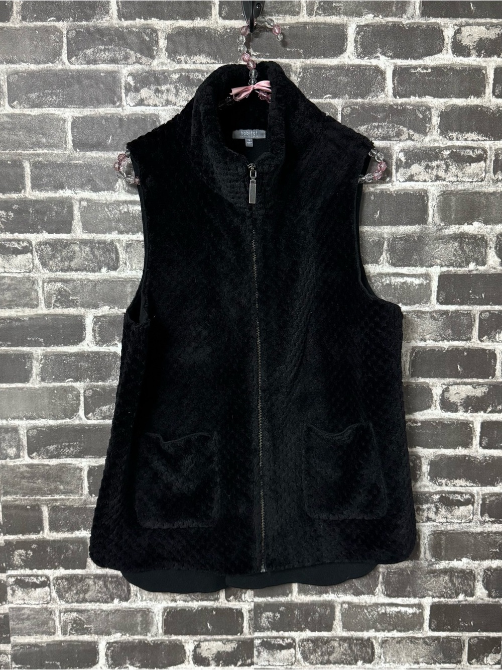 HABITAT SHERPA fleece ZIP PATCH POCKET VEST black